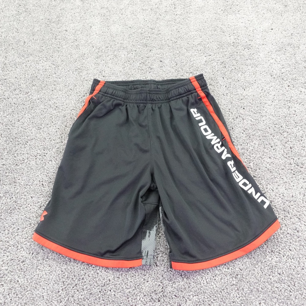 Under Armour Athletic Shorts Boys Medium Black Orange Loose Fit